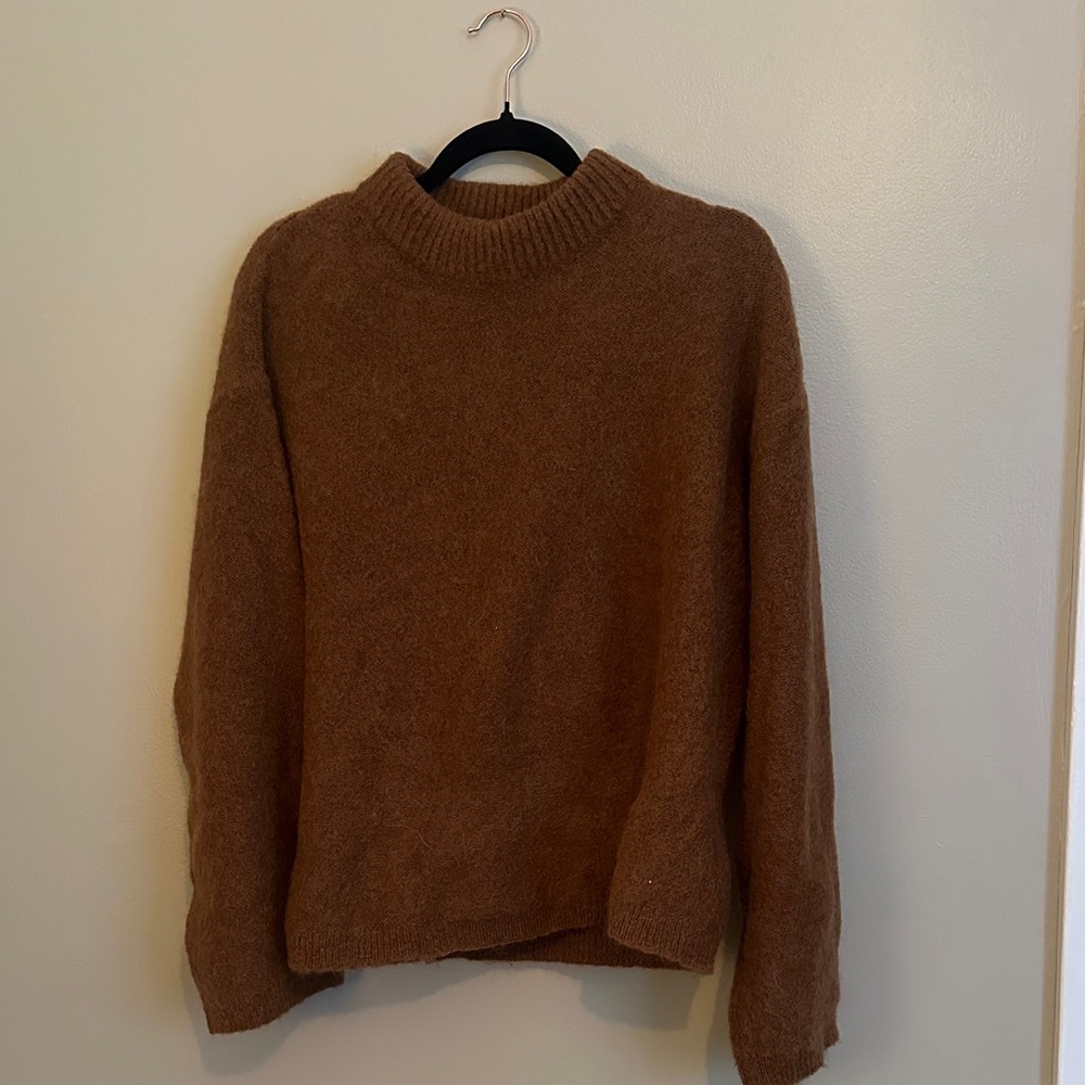 H&M Mohair Blend Warm Brown Turtleneck Sweater